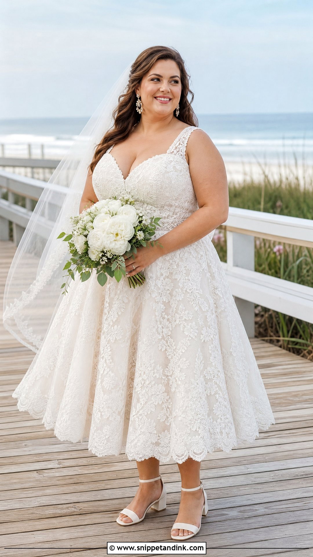 Plus Size Fit and Flare Short Beach Wedding Dress - Snippet and Ink - 20 Short Beach Wedding Dress Ideas