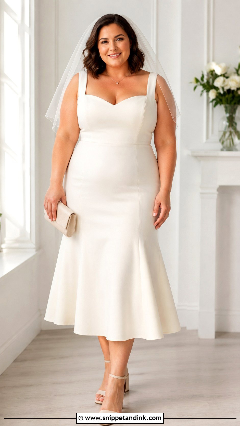 Plus Size Fit and Flare Wedding Dress With Block Heels - Snippet and Ink - 20 Casual Informal Wedding Dress Ideas