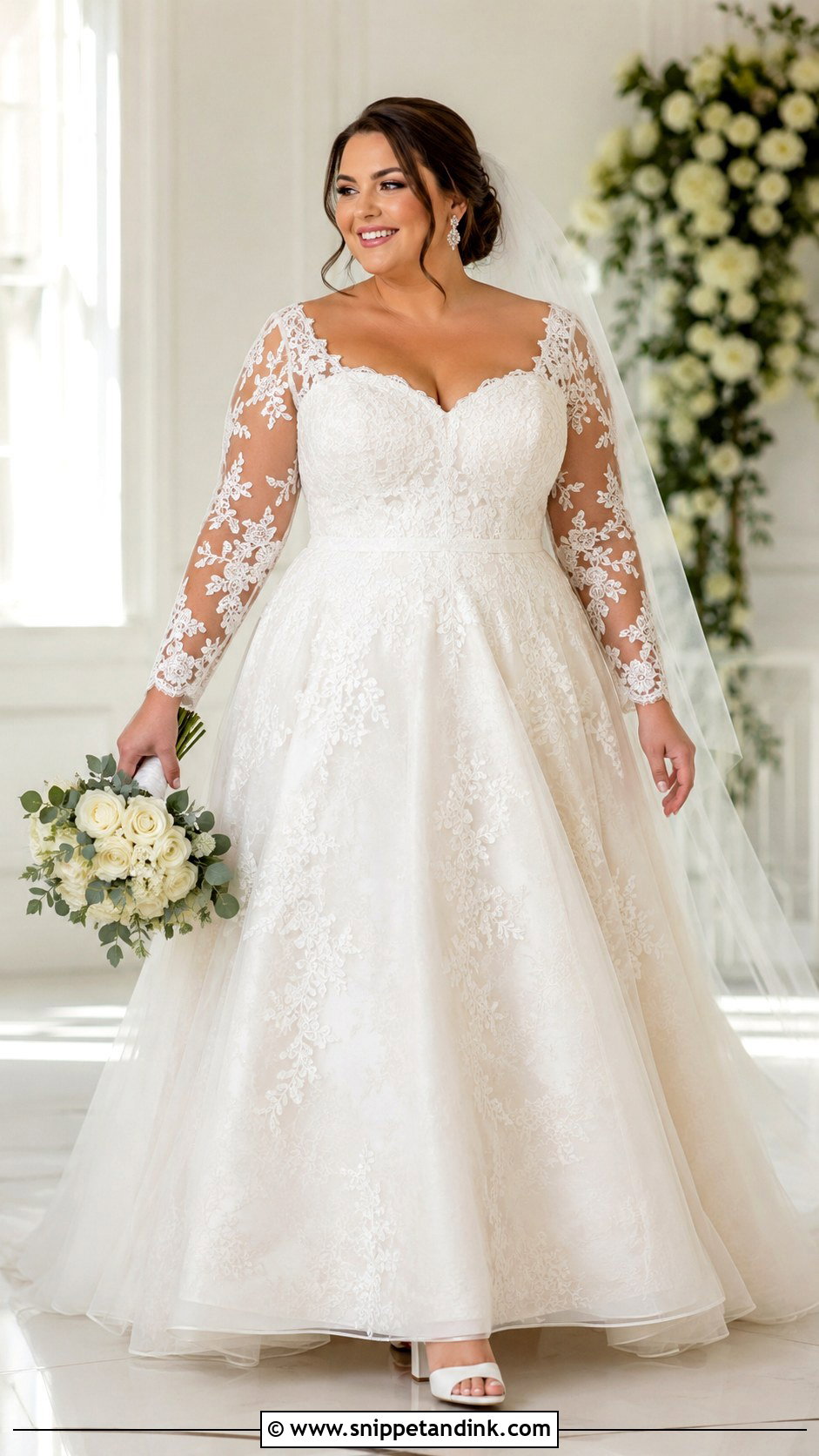 Plus Size Fit and Flare Wedding Dress With Sleeves - Snippet and Ink - 20 Fit and Flare Wedding Dress with Sleeves