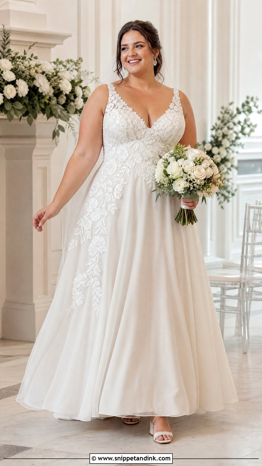 Plus Size Floral A Line Bridal Dress - Snippet and Ink - 25 Floral Bridal Dress Ideas