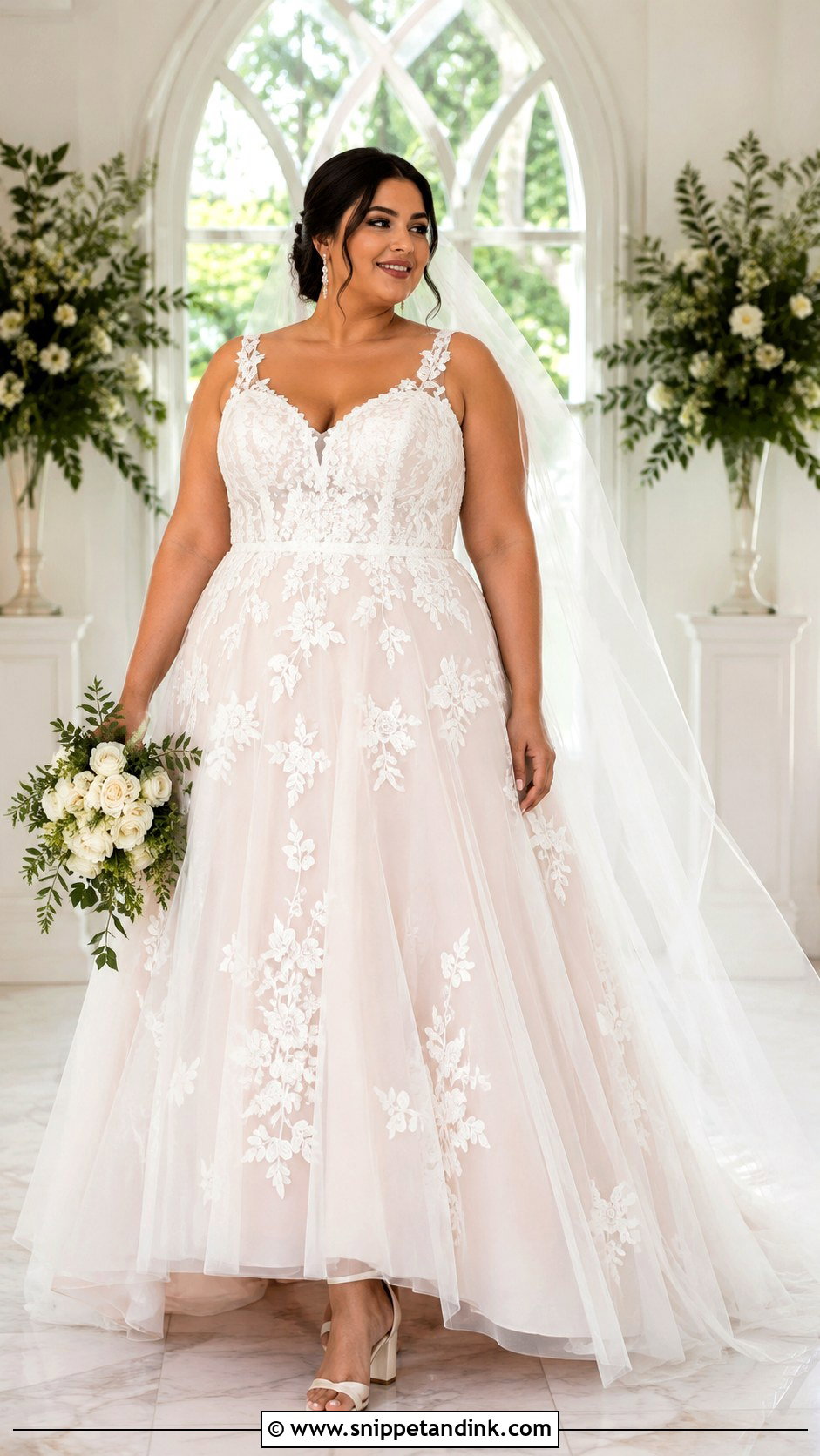 Plus Size Floral A Line Wedding Dress - Snippet and Ink - 20 Flowered Wedding Dress Ideas