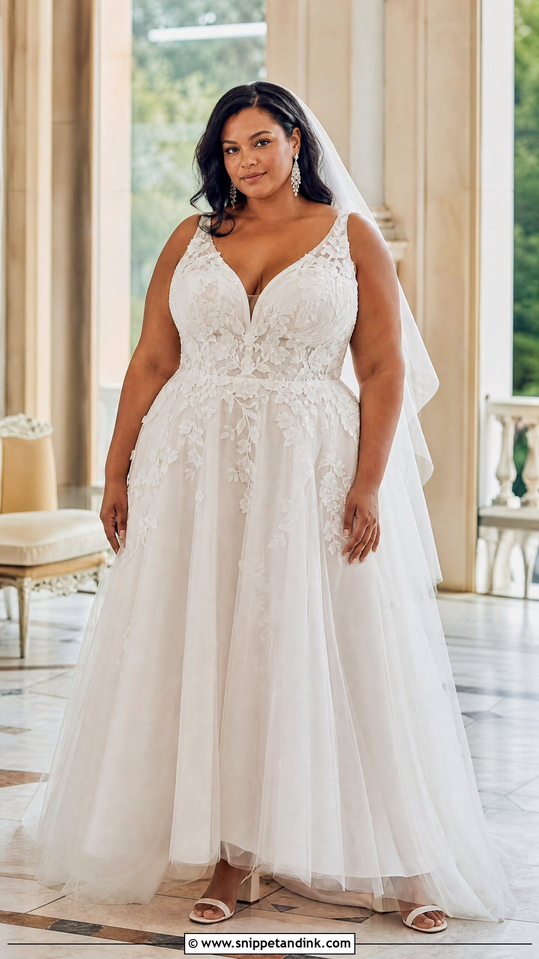 Plus Size Floral A Line Wedding Dress - Snippet and Ink - 25 Flowers Wedding Dresses