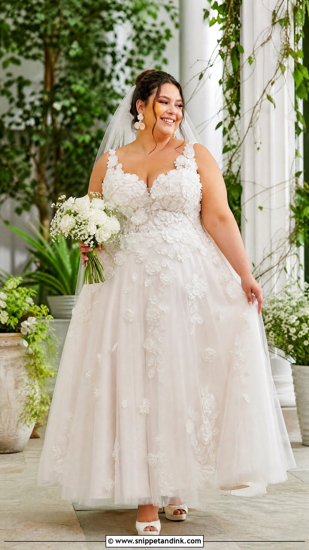 Plus Size Floral Applique Ball Gown Wedding Dress - Snippet and Ink - 20 Plus Size Ball Gown Wedding Dresses