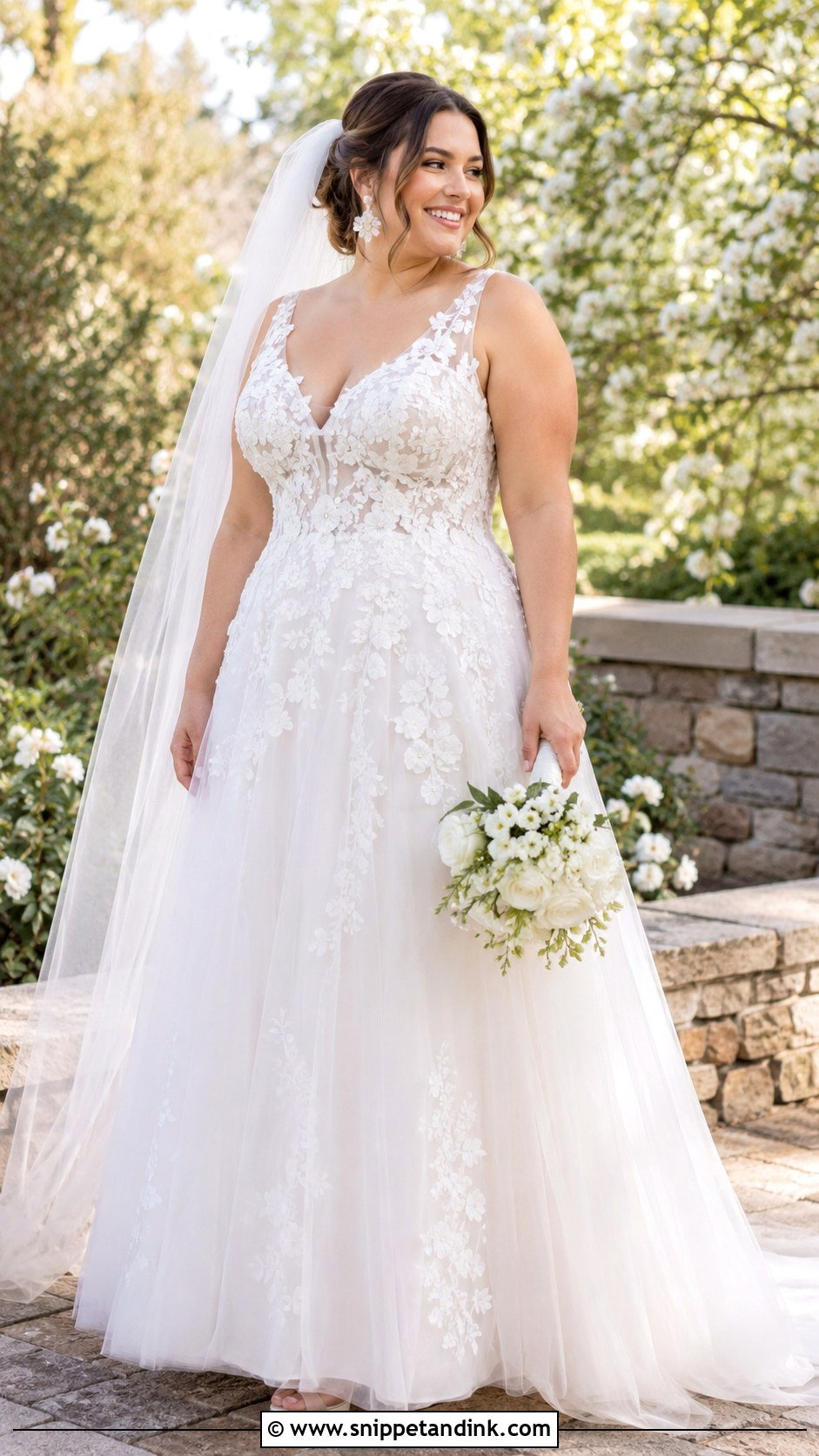 Plus Size Floral Applique Wedding Dress - Snippet and Ink - 20 Elegant Plus Size Wedding Dress Curvy Bride Ideas
