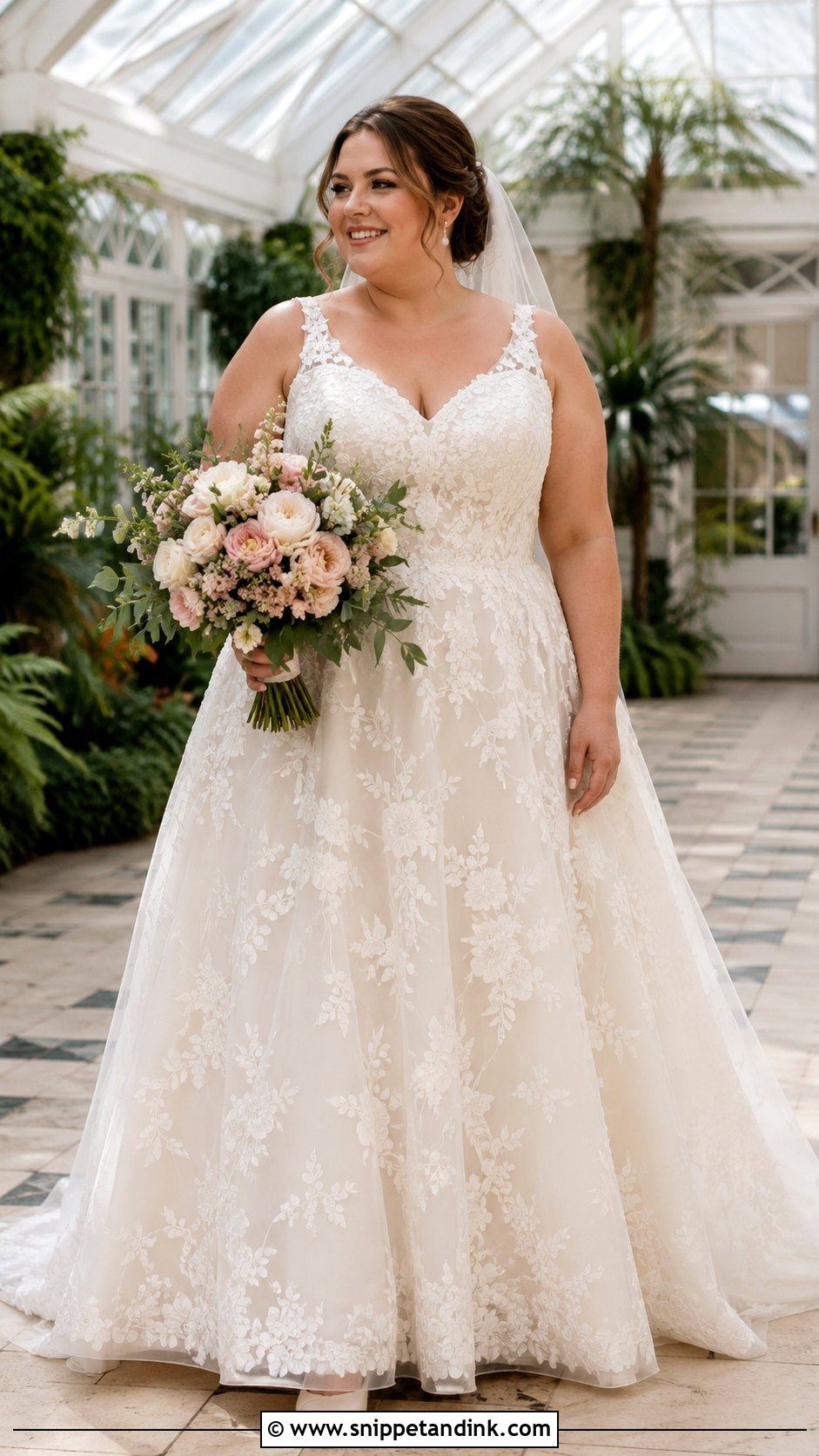 Plus Size Floral Applique Wedding Dress - Snippet and Ink - 20 Fat Wedding Dress Ideas