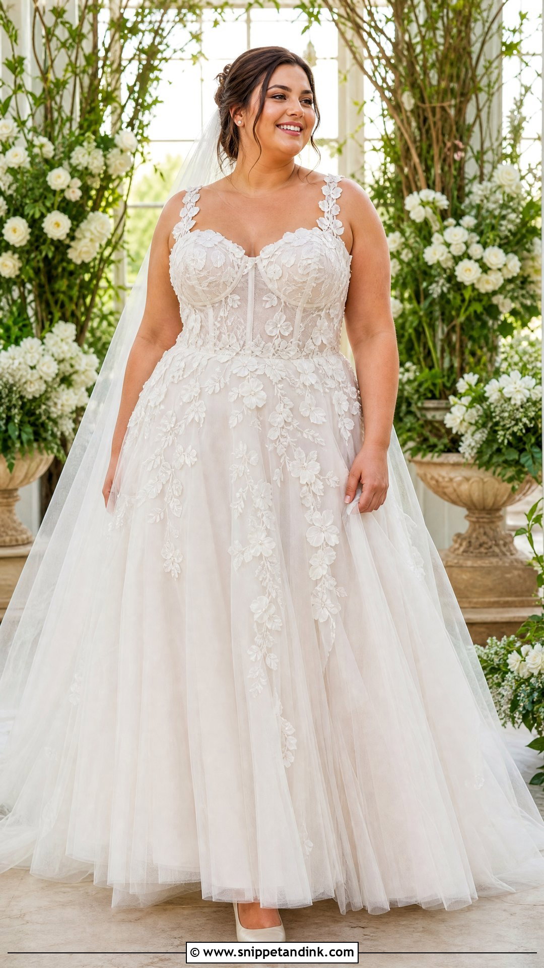 Plus Size Floral Applique Wedding Dress - Snippet and Ink - 20 Wedding Dress for Plus Size Ideas