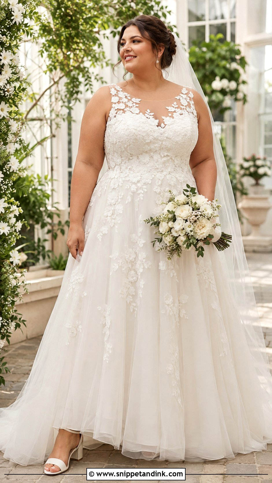 Plus Size Floral Applique Wedding Dress - Snippet and Ink - 20 Big Size Wedding Dress Ideas