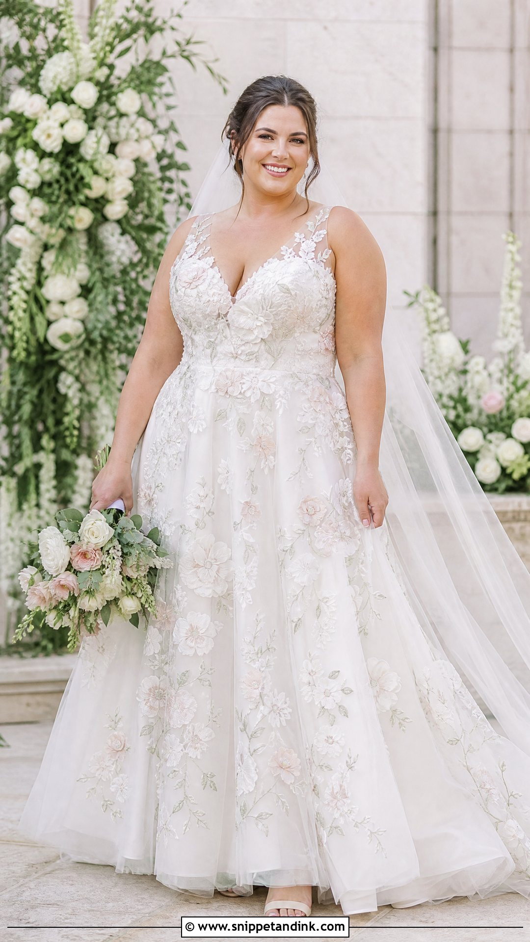 Plus Size Floral Bridal Gown - Snippet and Ink - 20 Plus Size Bridal Gowns