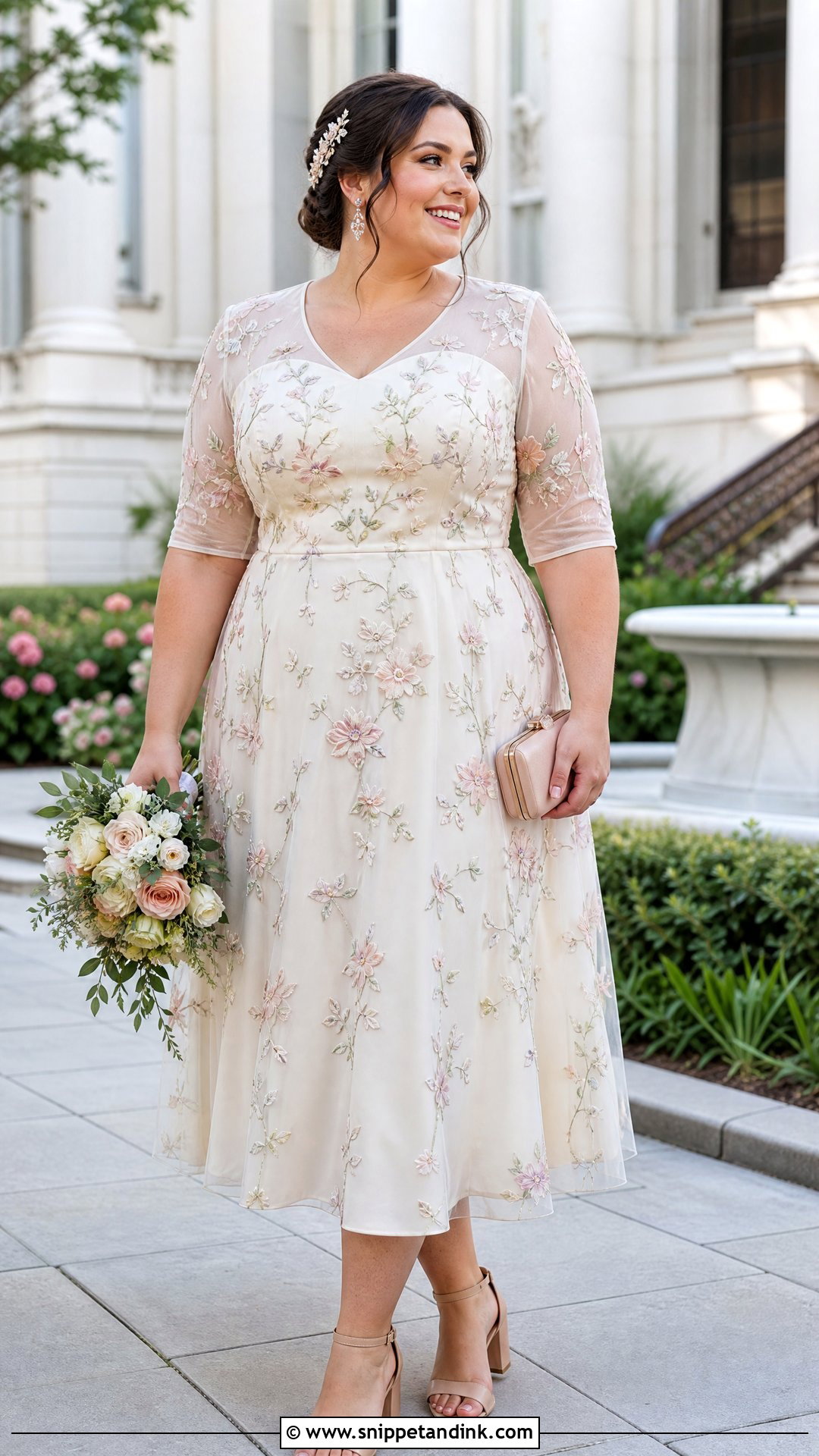 Plus Size Floral Embroidered Civil Wedding Dress - Snippet and Ink - 20 Plus Size Civil Wedding Dress Ideas
