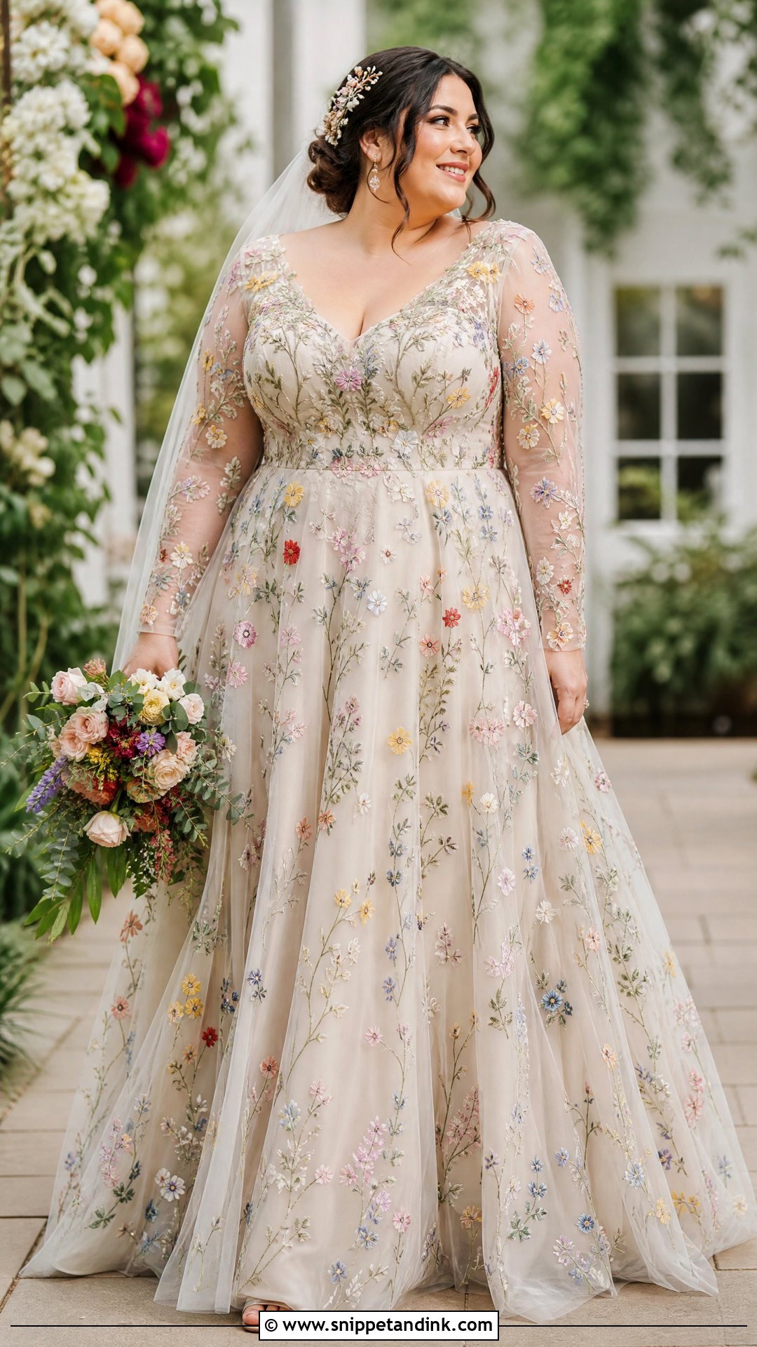 Plus Size Floral Embroidered Wedding Dress - Snippet and Ink - 20 Non Traditional Wedding Dress Plus Size Ideas