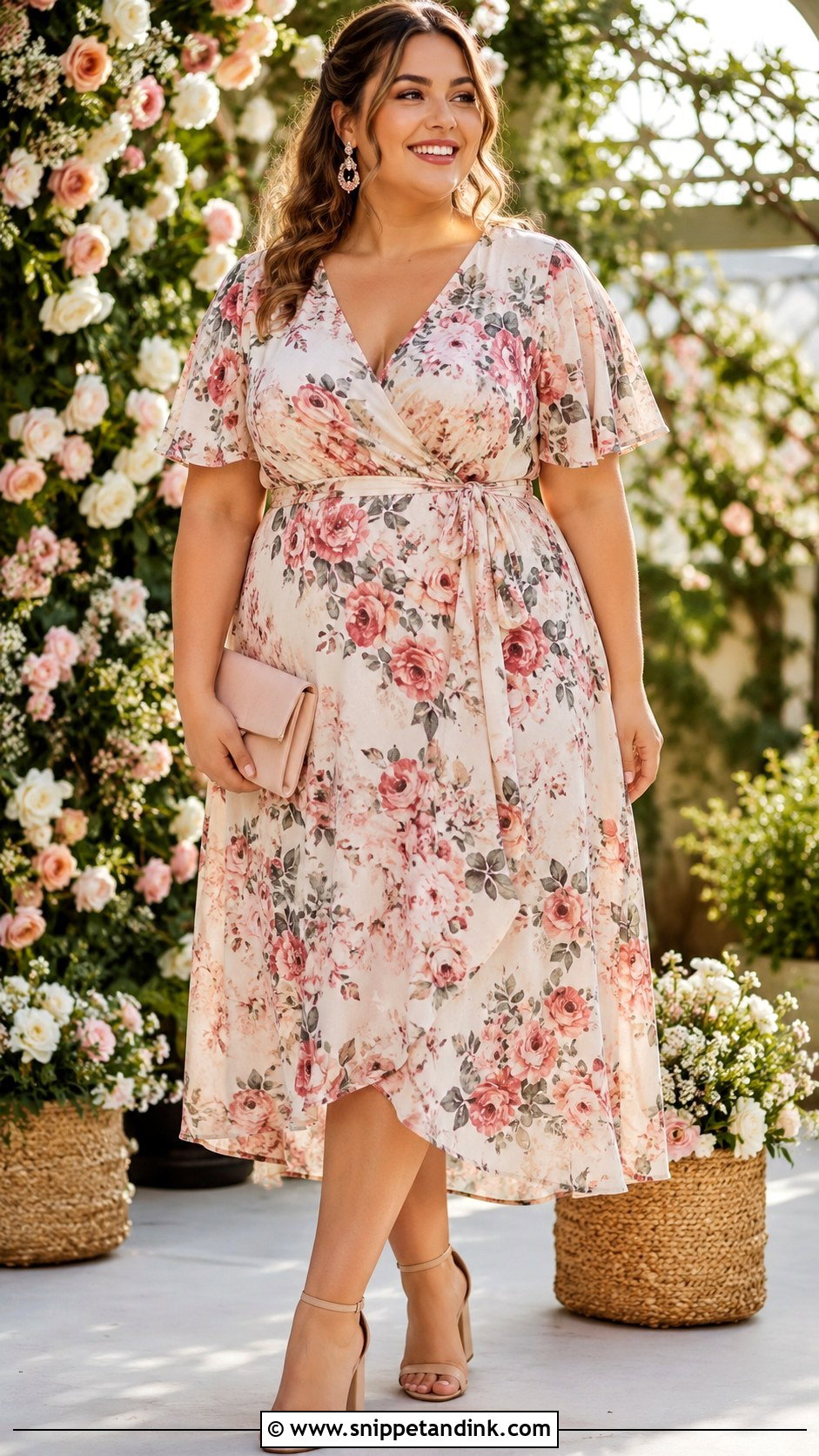 Plus Size Floral Midi Dress Outfit - Snippet and Ink - 25 Plus Size Wedding Outfits