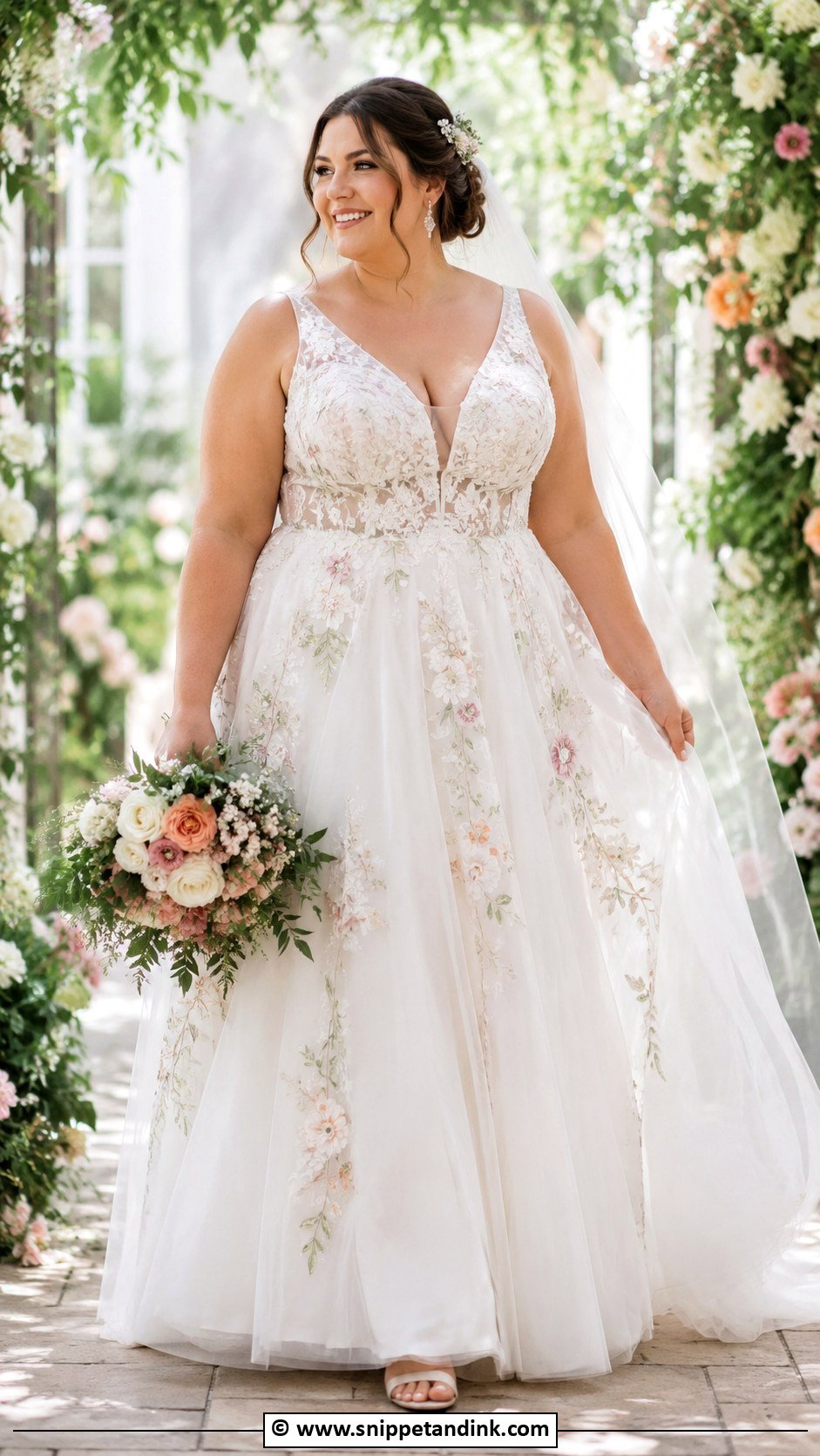Plus Size Floral Wedding Dress - Snippet and Ink - 35 Plus Size Wedding Dresses