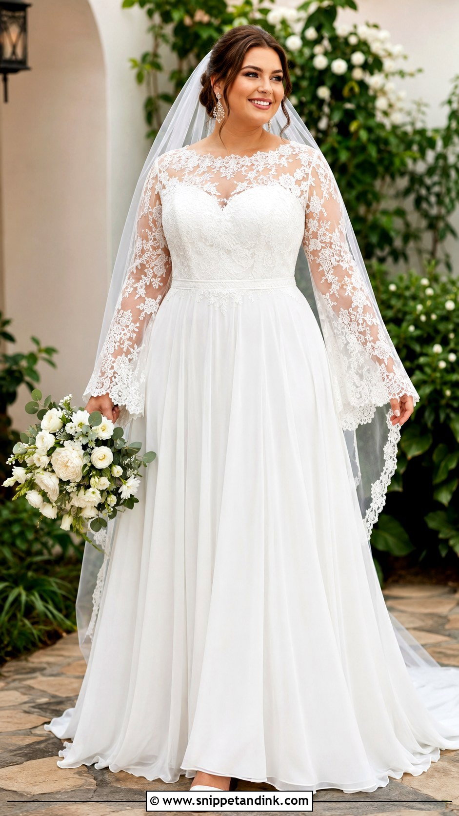 Plus Size Flowy Wedding Dress With Bell Sleeves - Snippet and Ink - 20 Flowy Wedding Dress with Sleeves