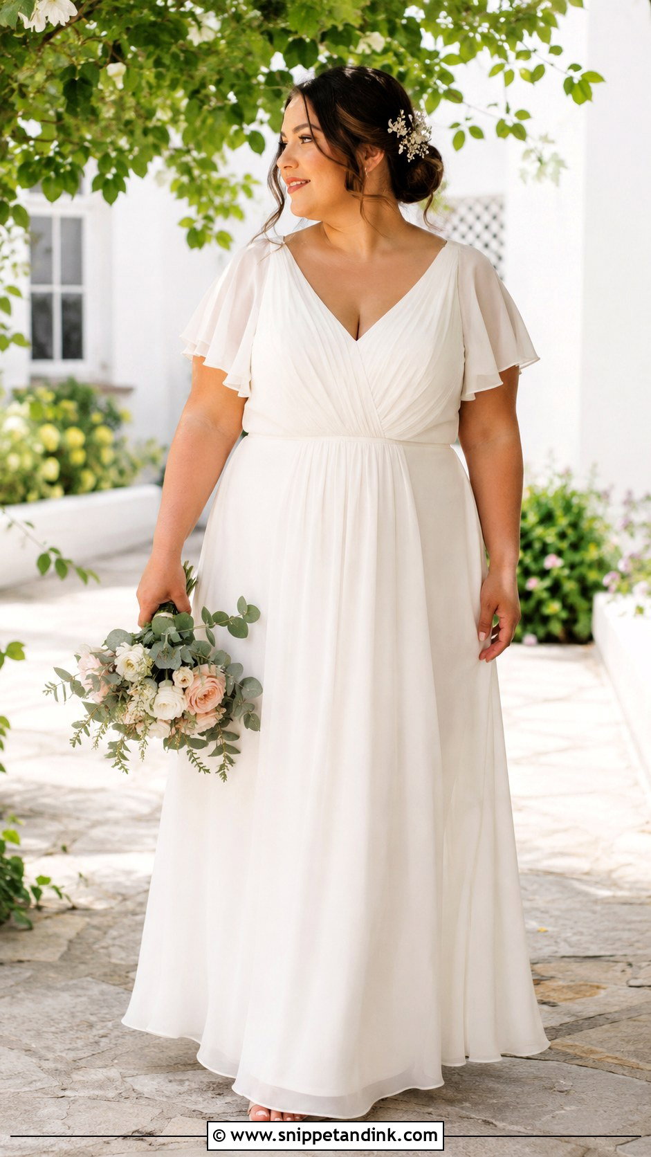 Plus Size Flutter Sleeve Wedding Dress - Snippet and Ink - 25 Plus Size Wedding Dresses with Sleeves