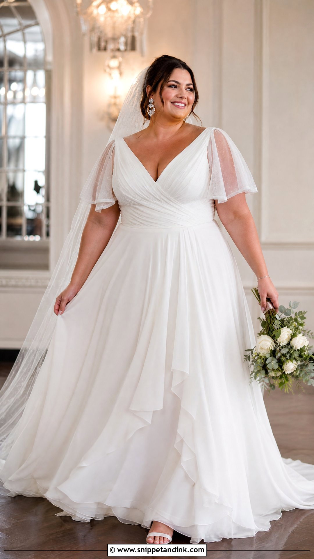 Plus Size Flutter Sleeve Wedding Dress - Snippet and Ink - 20 Wedding Dress Flutter Sleeves