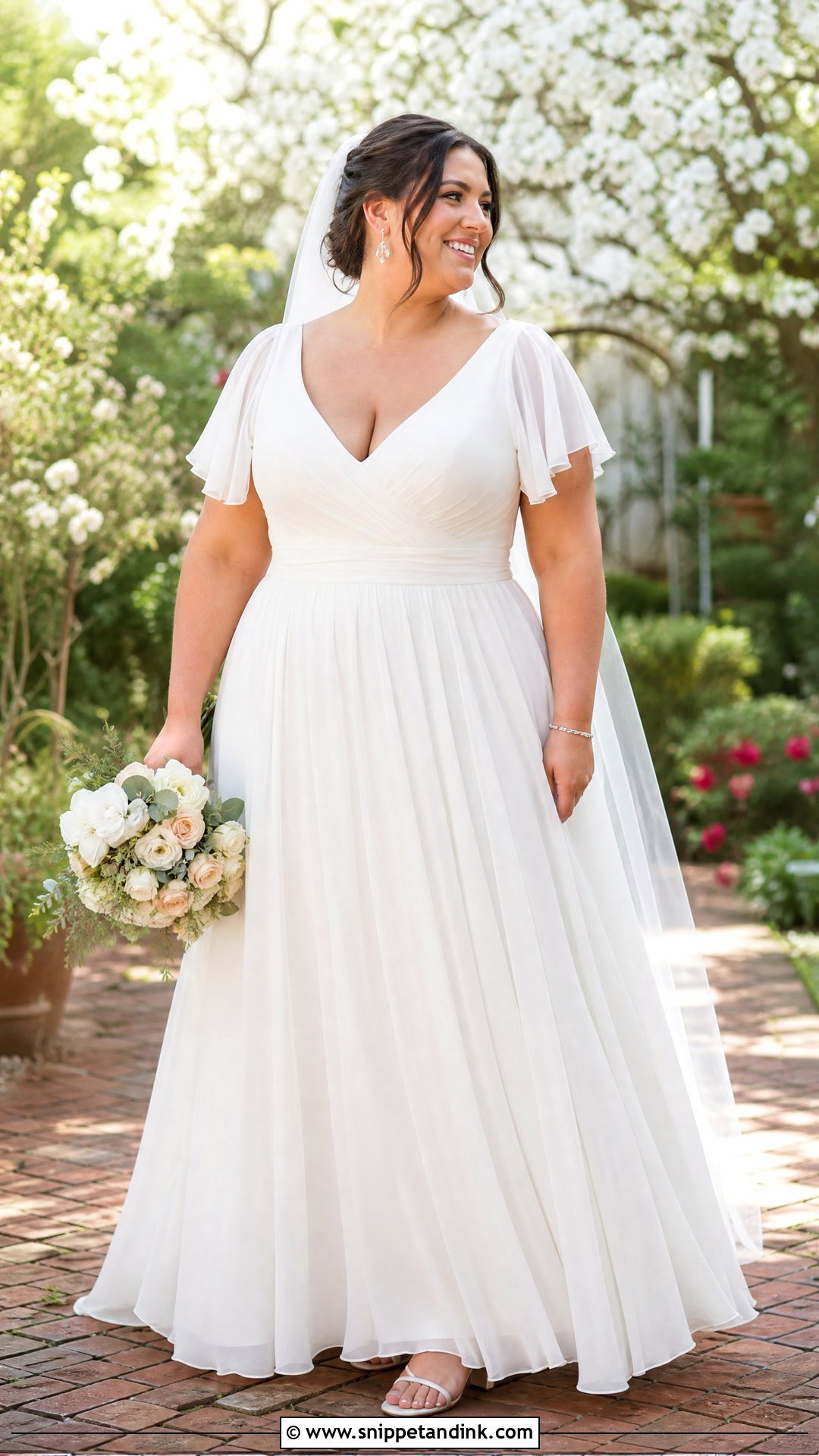 Plus Size Flutter Sleeve Wedding Dress - Snippet and Ink - 20 Plus Size Simple Wedding Dress Ideas