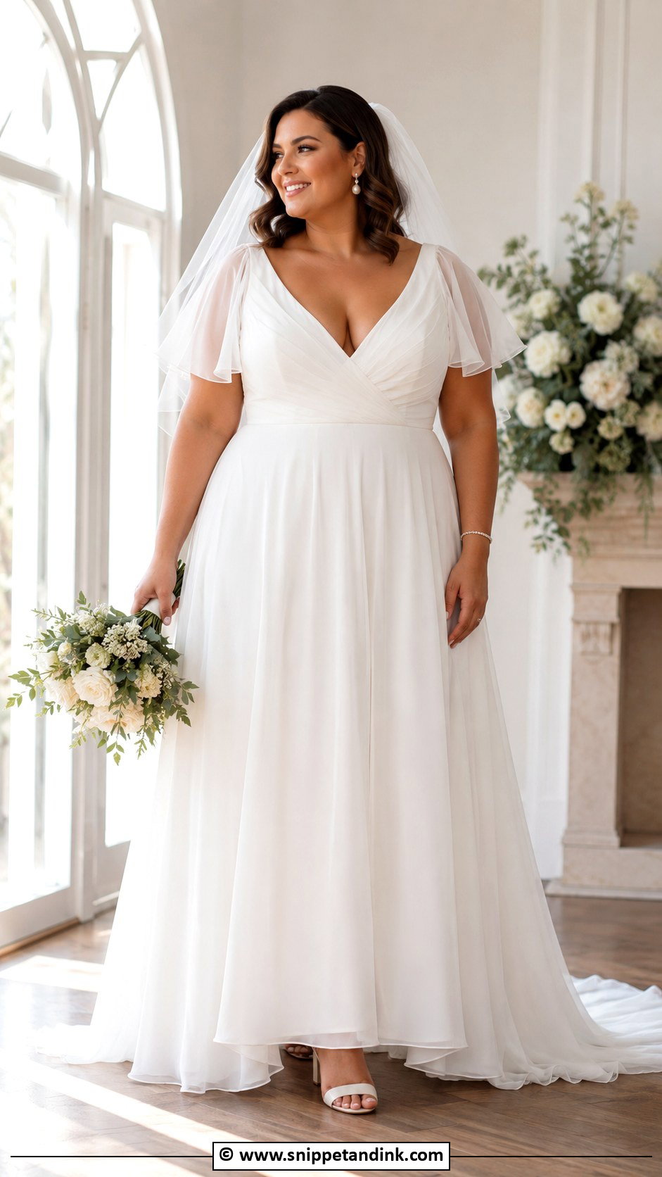 Plus Size Flutter Sleeve Wedding Dress - Snippet and Ink - 25 Flutter Sleeve Wedding Dress Ideas