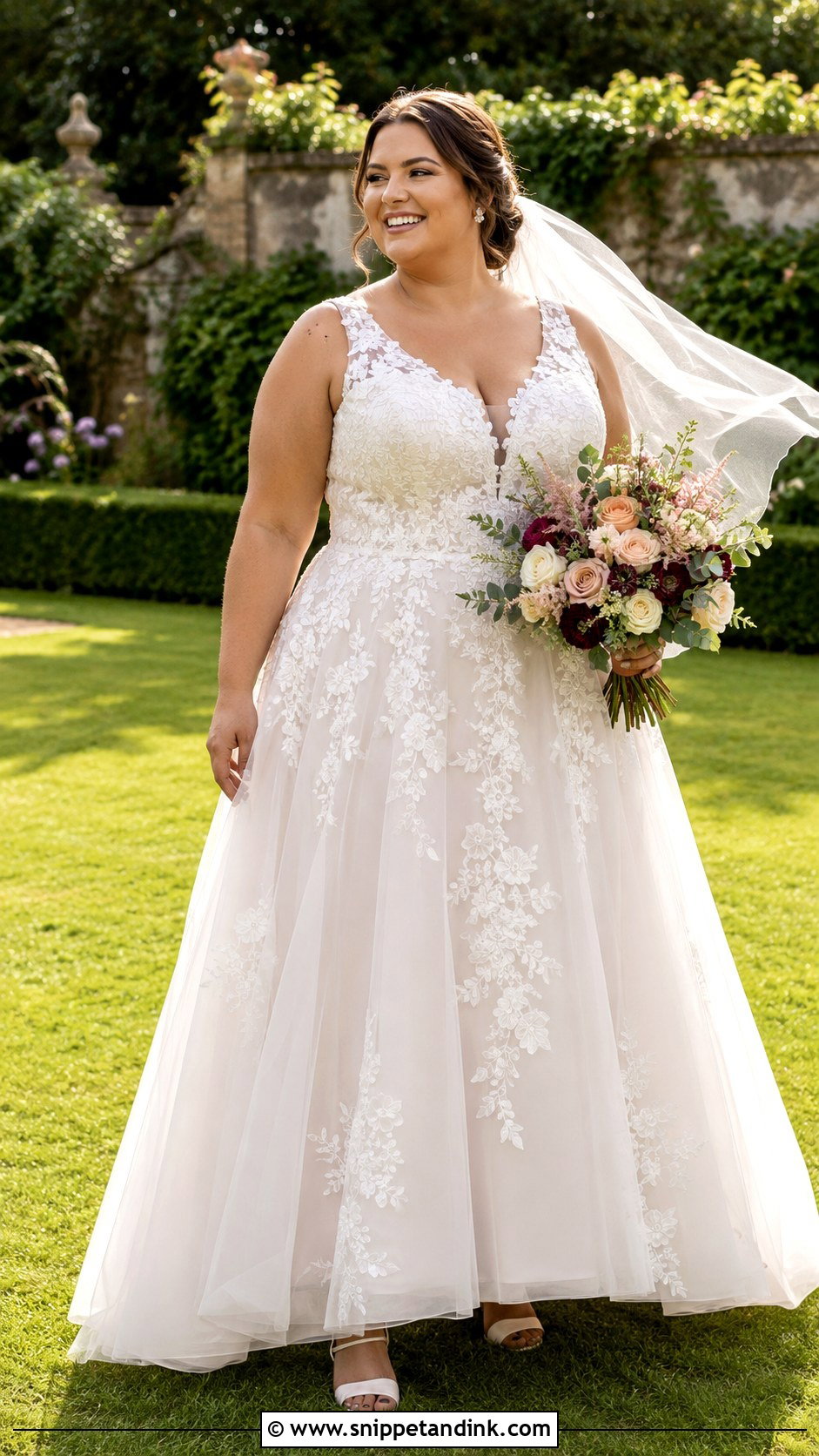 Plus Size Garden Party Wedding Dress With Supportive Block Heels - Snippet and Ink - 20 Garden Party Wedding Dress the Bride Ideas