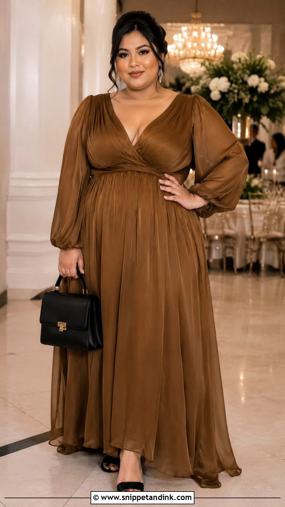 Plus Size Gold Empire Waist Dress for Wedding - Snippet and Ink - 20 Gold Dresses for Wedding