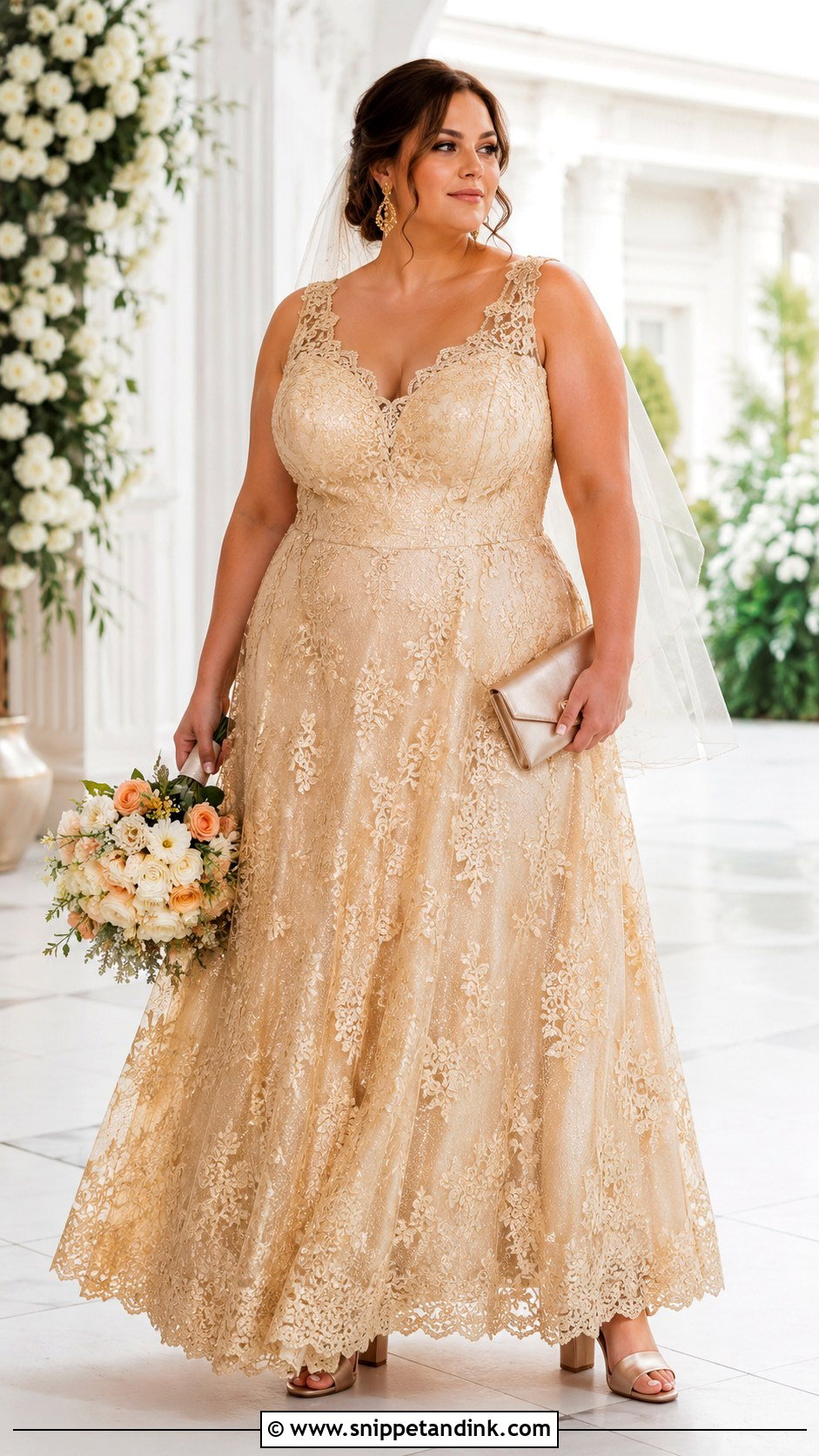 Plus Size Gold Lace Wedding Dress - Snippet and Ink - 20 Gold Lace Wedding Dress Ideas