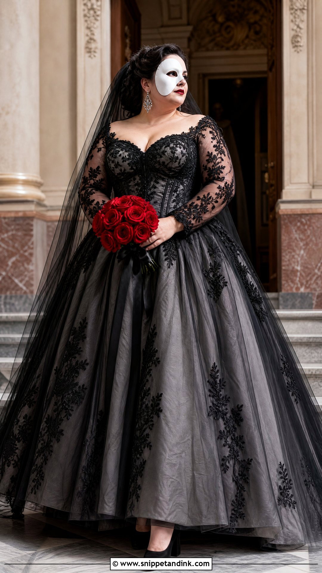 Plus Size Gothic Ball Gown Wedding Dress - Snippet and Ink - 20 Phantom of the Opera Wedding Dress Ideas