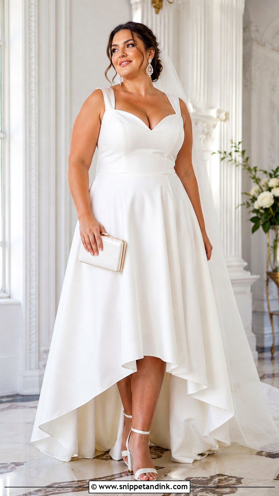 Plus Size Hi Low Wedding Dress With Supportive Block Heels - Snippet and Ink - 20 Hi Low Wedding Dress Ideas