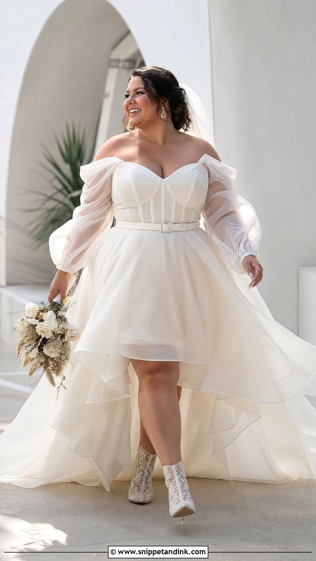 Plus Size High Low Wedding Dress With Boots - Snippet and Ink - 20 Non Traditional Wedding Dress Plus Size Ideas