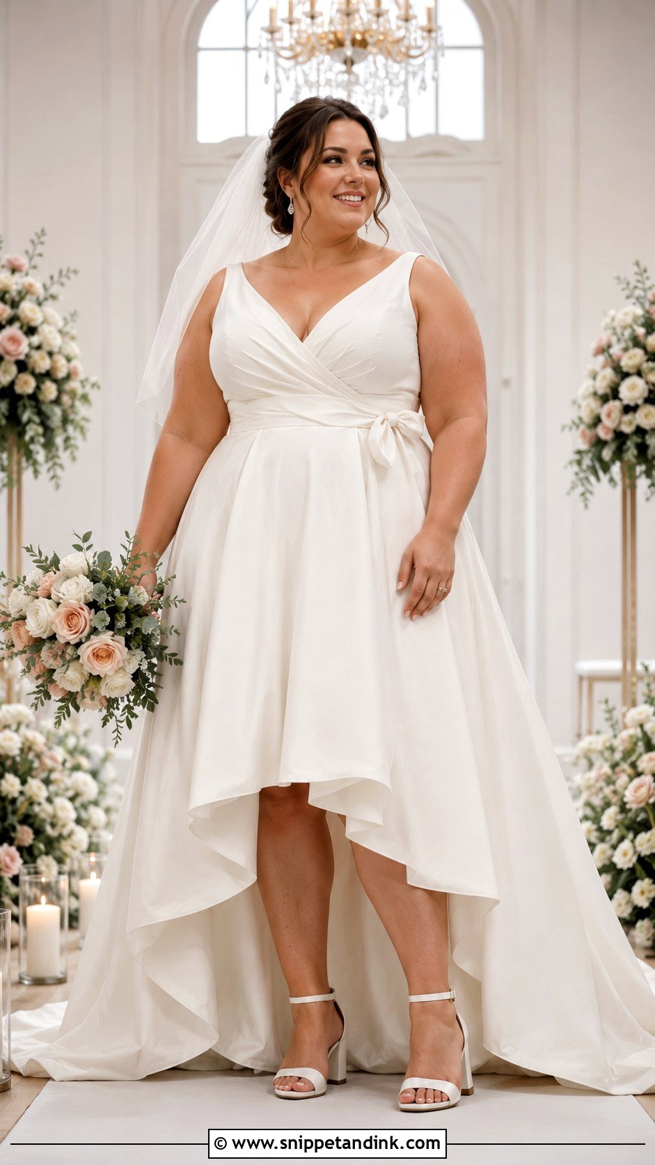 Plus Size High Low Wedding Dress With Waist Detail - Snippet and Ink - 25 High Low Wedding Dress Ideas