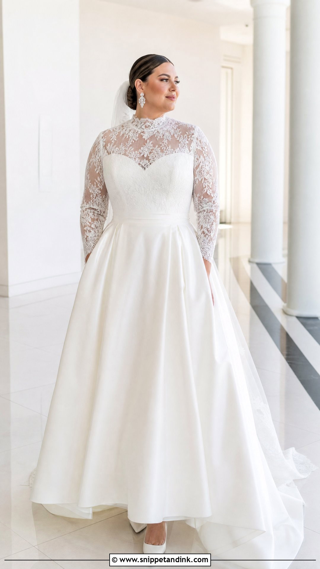 Plus Size High Neck Ball Gown Wedding Dress - Snippet and Ink - 20 Plus Size Ball Gown Wedding Dresses