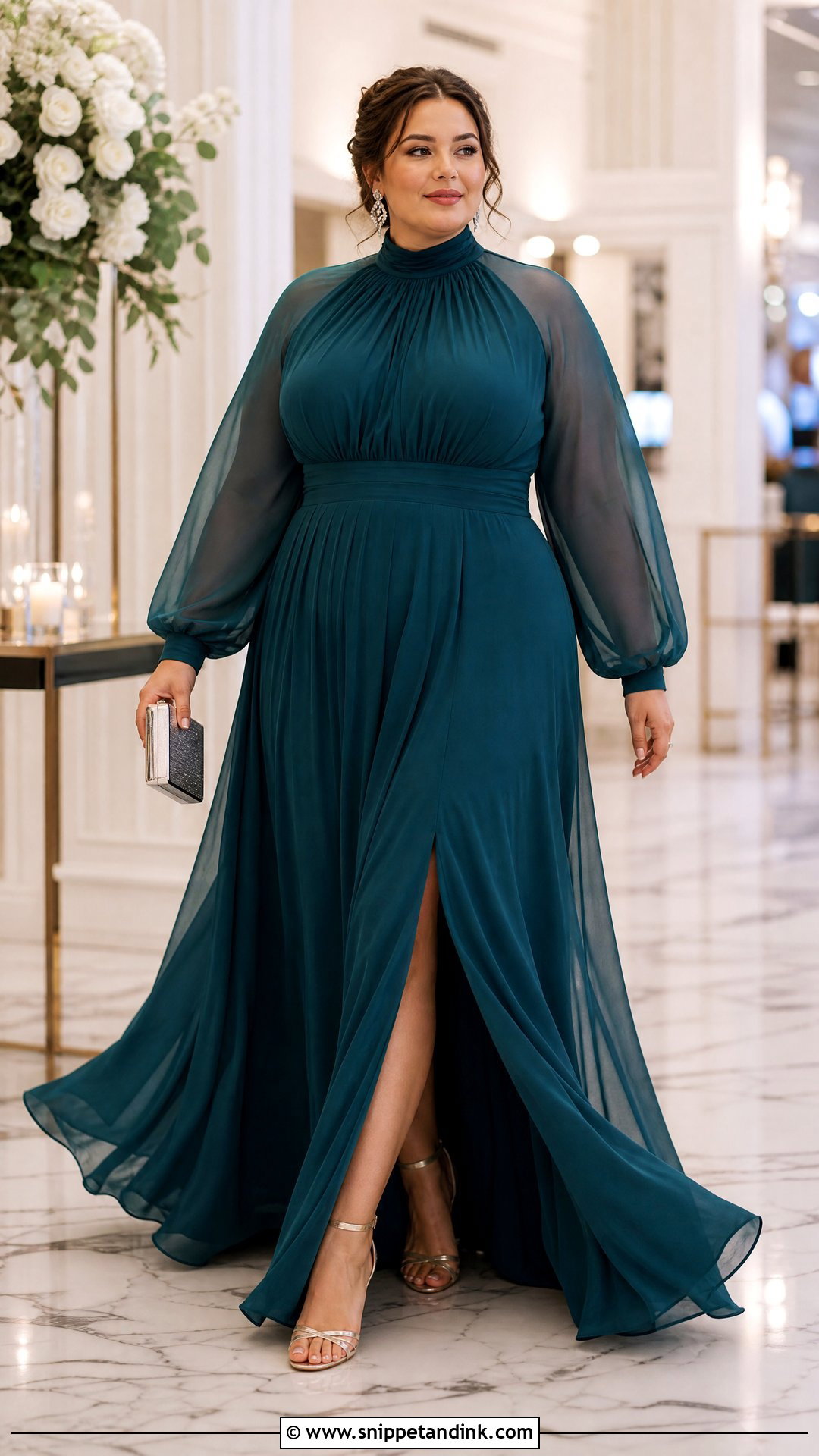 Plus Size High Neck Chiffon Gown - Snippet and Ink - 20 Plus Size Gowns Formal Wedding Parties
