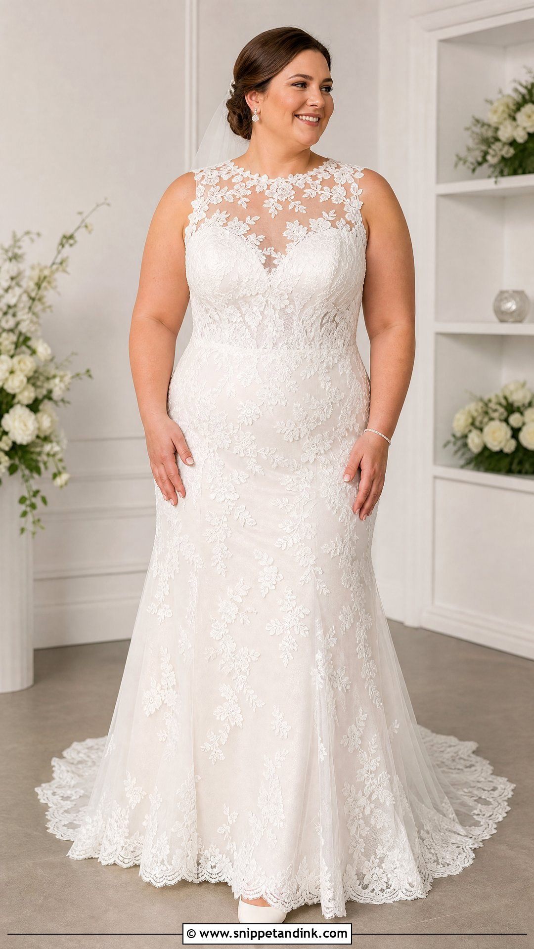 Plus Size High Neck Illusion Wedding Dress - Snippet and Ink - 20 Wedding Dresses for Curvy Brides Plus Size