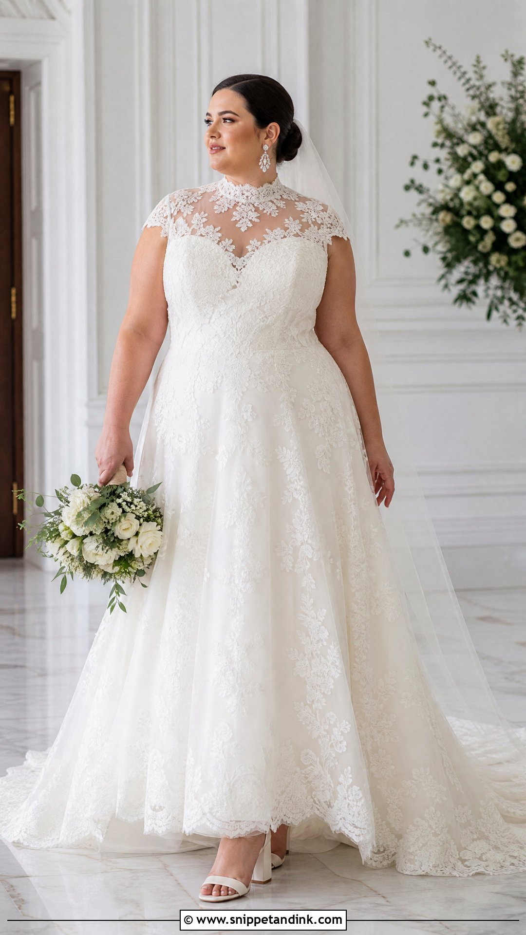 Plus Size High Neck Lace Wedding Dress - Snippet and Ink - 20 Plus Size Lace Wedding Dress Ideas