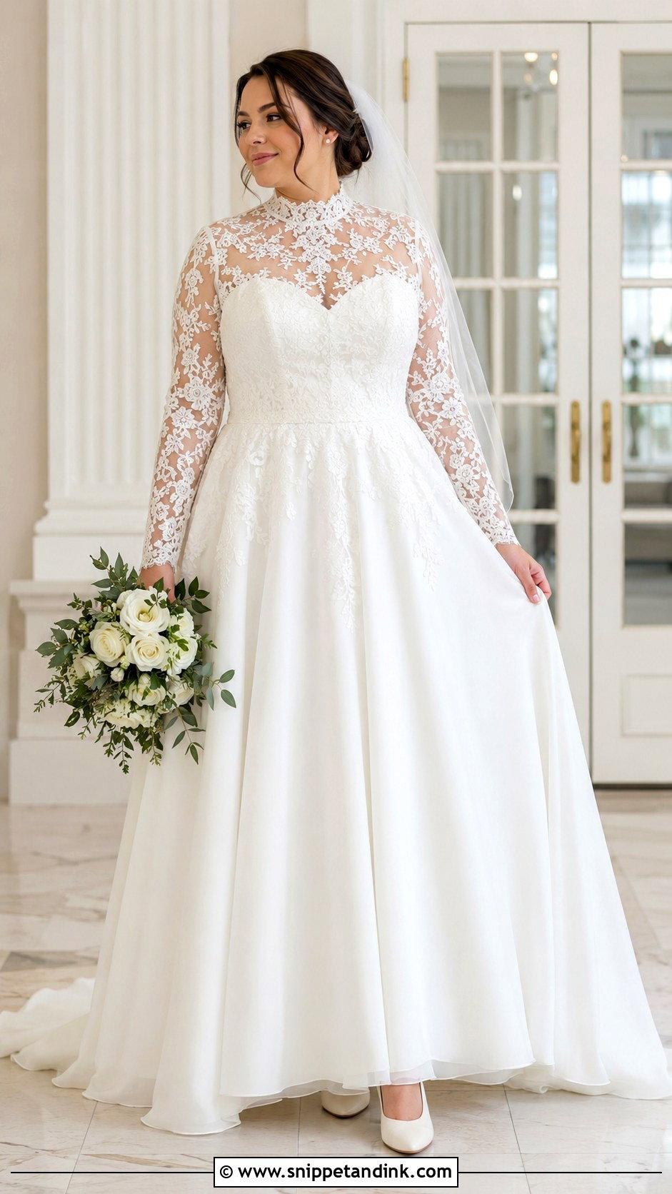 Plus Size High Neck Lace Wedding Dress - Snippet and Ink - 20 Big Size Wedding Dress Ideas