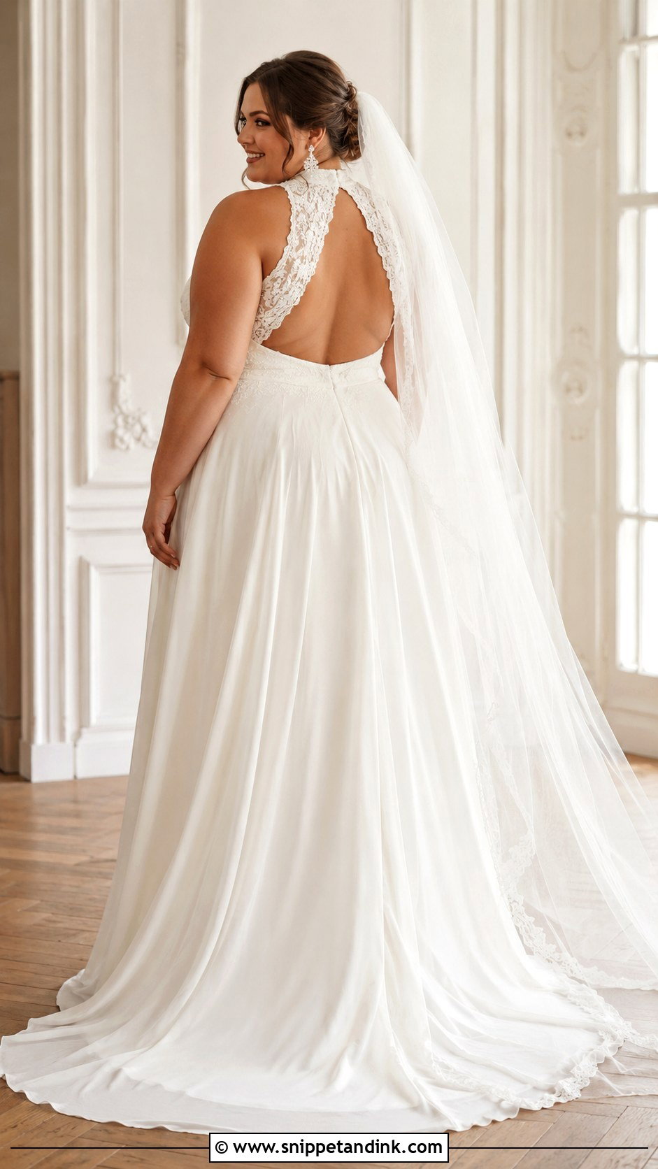 Plus Size High Neck Open Back Wedding Dress - Snippet and Ink - 20 High Neck Open Back Wedding Dress Ideas