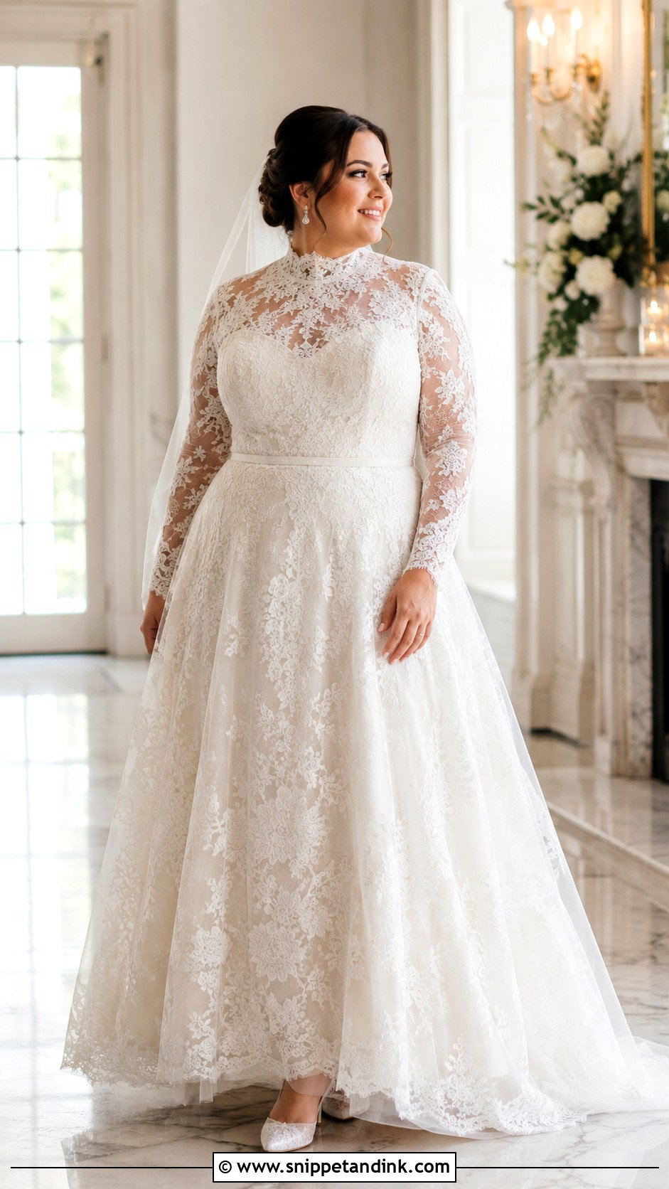 Plus Size High Neck Wedding Gown - Snippet and Ink - 30 Plus Size Wedding Gowns