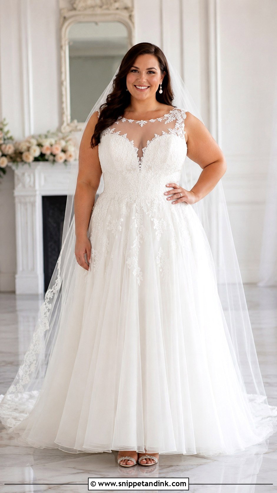 Plus Size Illusion Neckline Wedding Dress - Snippet and Ink - 25 Illusion Neckline Wedding Dress Ideas