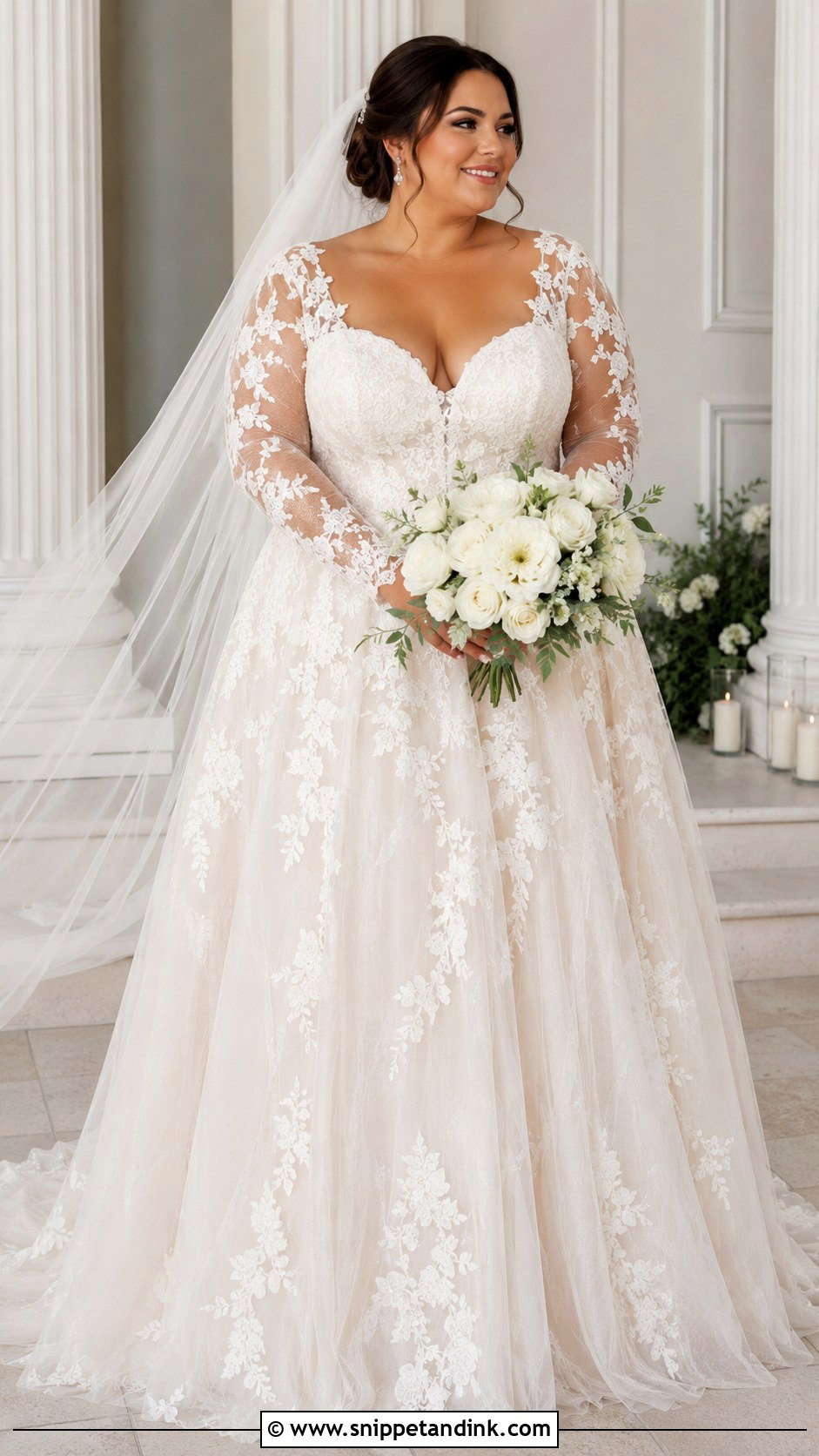 Plus Size Illusion Sleeve Wedding Dress - Snippet and Ink - 25 Plus Size Wedding Dresses with Sleeves
