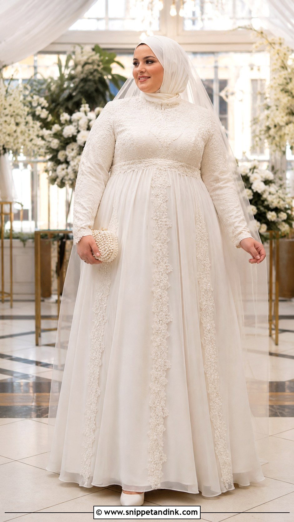 Plus Size Islamic Wedding Dress With Empire Waist Hijab - Snippet and Ink - 20 Islamic Wedding Dress Hijab Bride Bridal Gowns