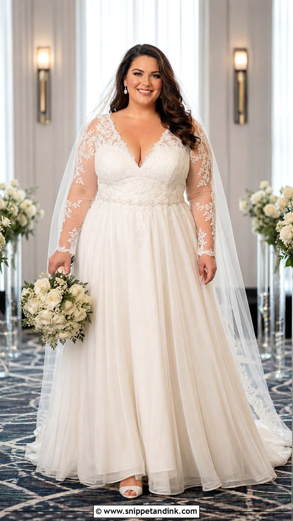 Plus Size Ivory Wedding Dress With Lace Sleeves - Snippet and Ink - 20 Ivory Wedding Dress with Sleeves