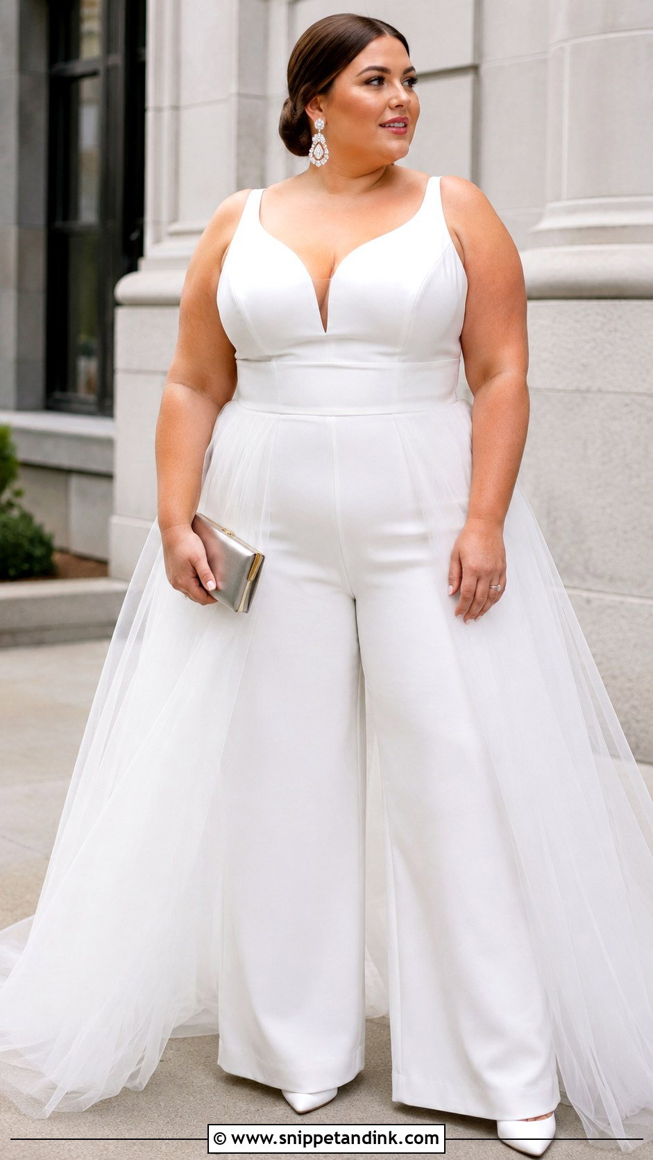 Plus Size Jumpsuit Wedding Dress With Overskirt - Snippet and Ink - 25 Unique Plus Size Wedding Dresses