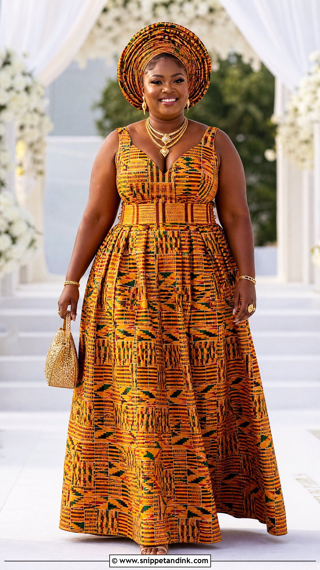 Plus Size Kente A Line Wedding Dress - Snippet and Ink - 20 Traditional Ghana Wedding Dress Ideas