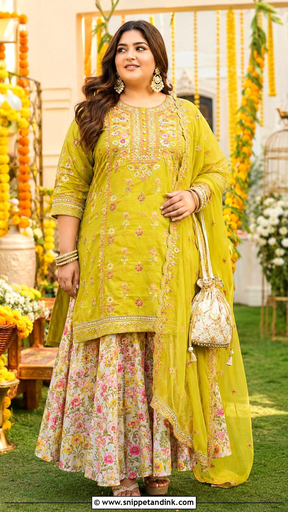 Plus Size Kurta Skirt Set for Wedding - Snippet and Ink - 30 Plus Size Indian Outfits for Wedding