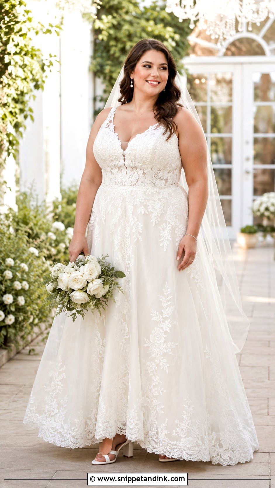Plus Size Lace A Line Wedding Dress - Snippet and Ink - 20 Elegant Romantic Wedding Dresses