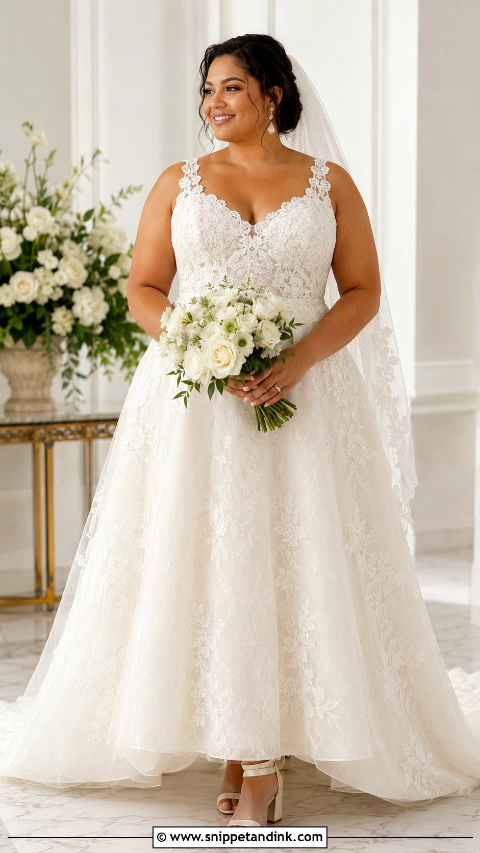Plus Size Lace A Line Wedding Dress - Snippet and Ink - 20 Lace Wedding Dress Inspo Ideas