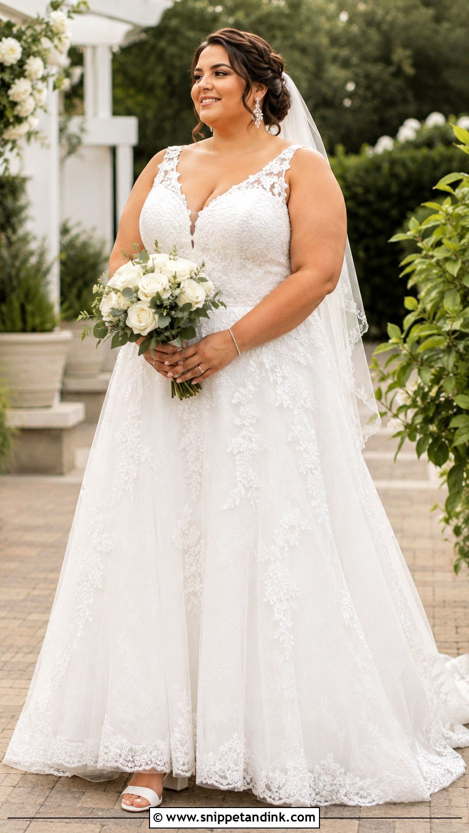 Plus Size Lace A Line Wedding Dress - Snippet and Ink - 20 Lacey Wedding Dress Ideas