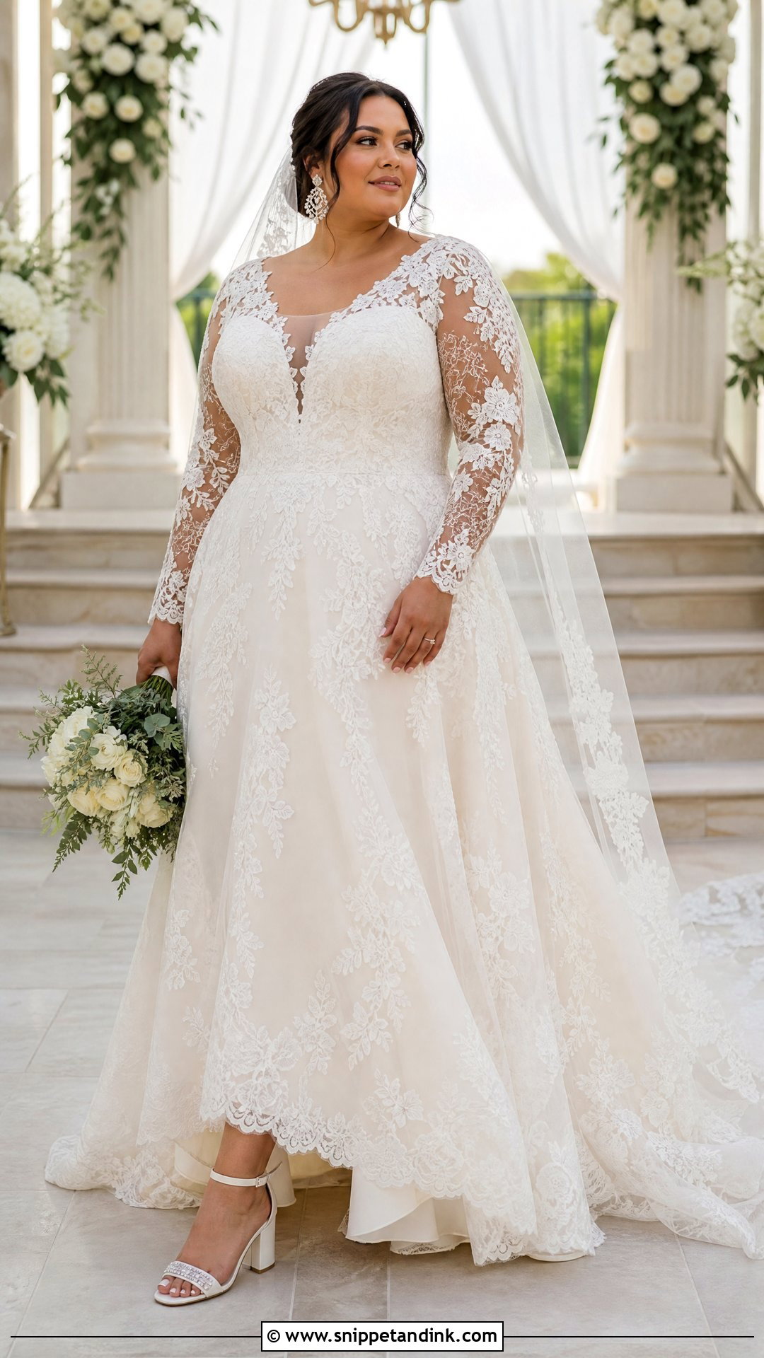 Plus Size Lace A Line Wedding Dress - Snippet and Ink - 20 Vintage Bohemian Wedding Dresses