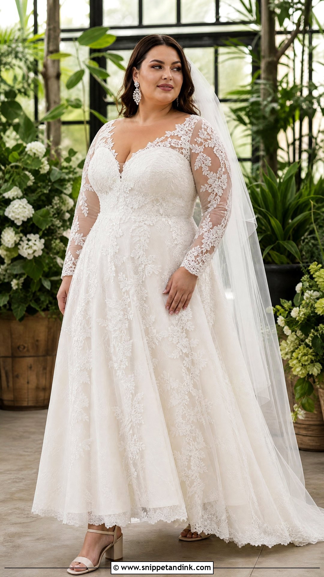 Plus Size Lace A Line Wedding Dress With Sleeves - Snippet and Ink - 20 Vintage Lace Wedding Dress with Sleeves