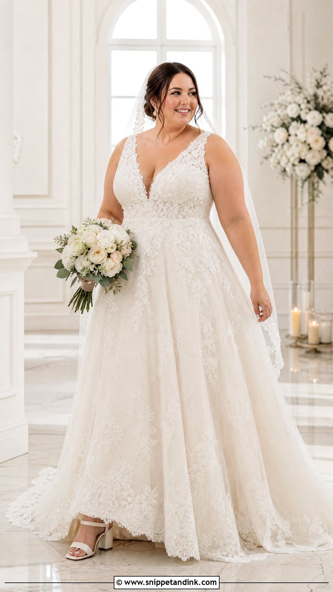 Plus Size Lace A Line Wedding Gown - Snippet and Ink - 20 Plus Size Wedding Gowns Curvy Bride