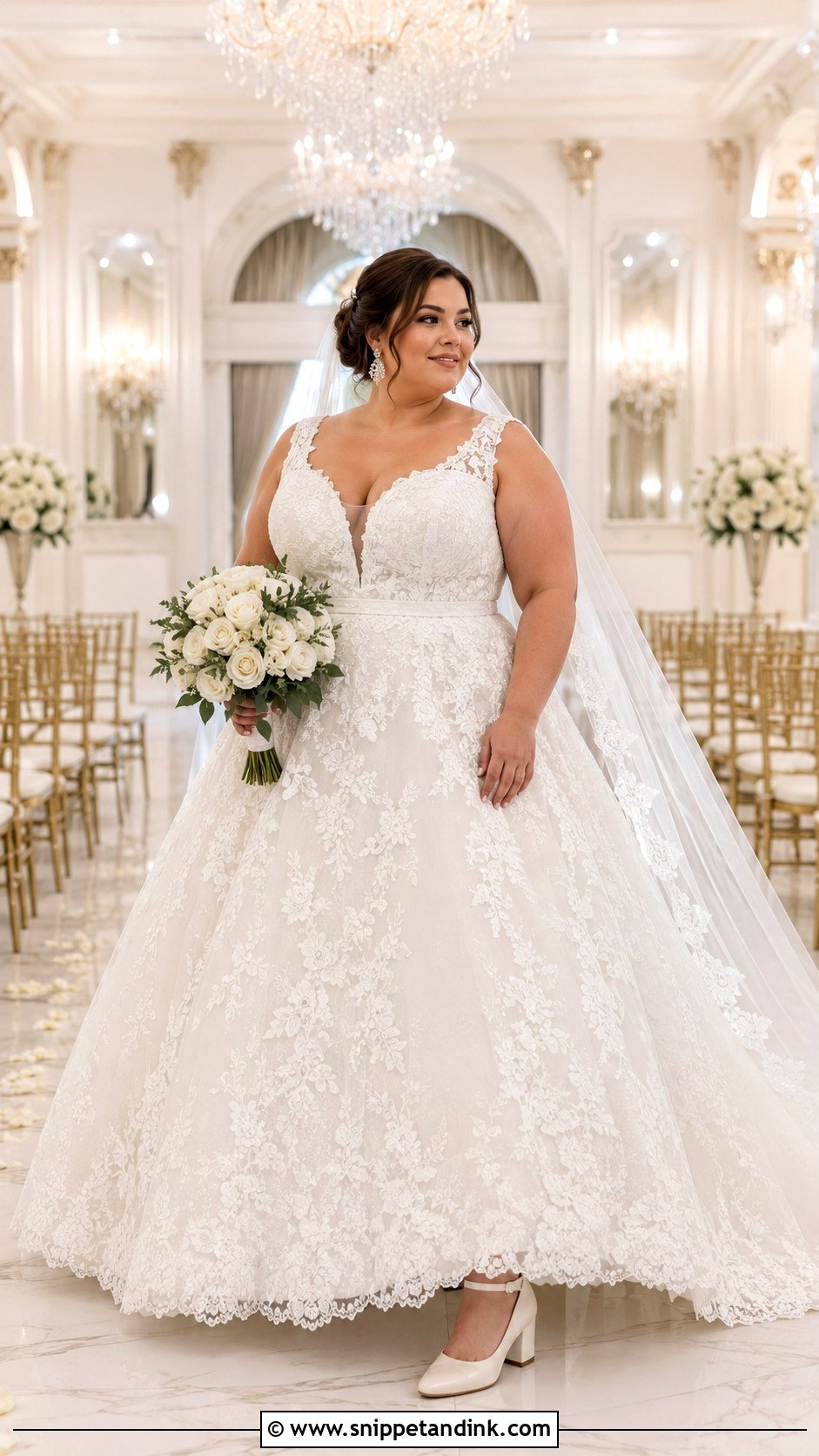 Plus Size Lace Ball Gown Wedding Dress - Snippet and Ink - 20 Big Lace Wedding Dress Ideas