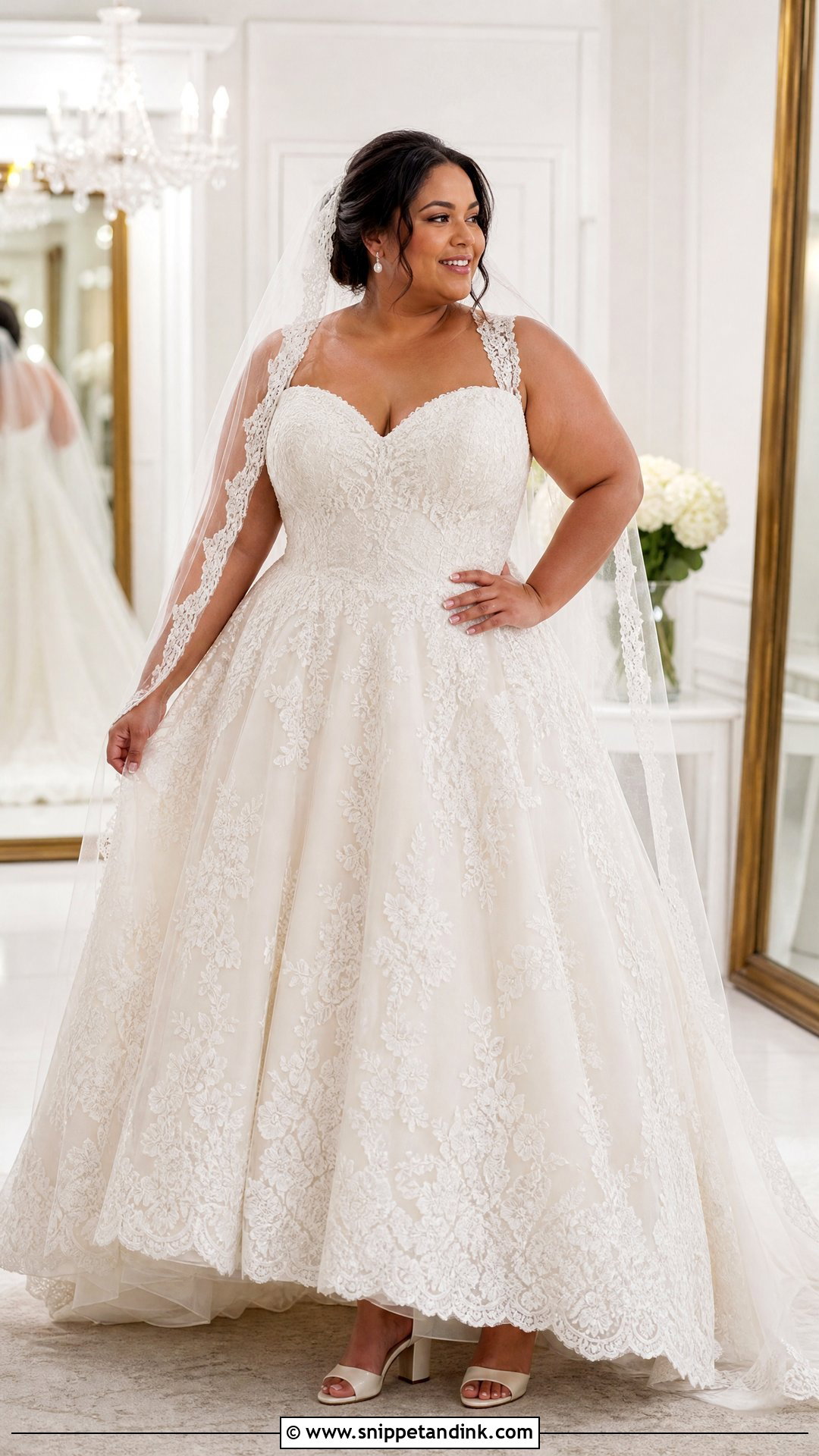 Plus Size Lace Ball Gown Wedding Dress - Snippet and Ink - 20 Plus Size Ball Gown Wedding Dresses